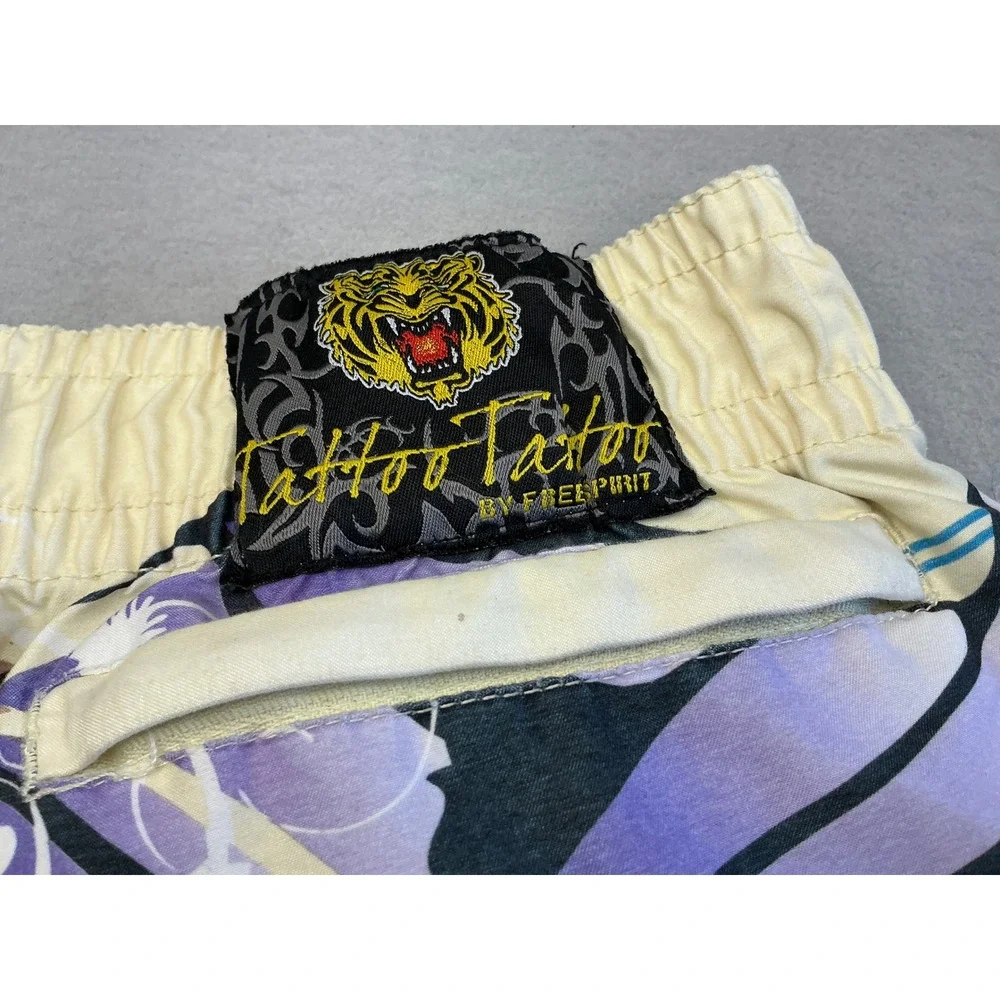 Tattoo Tattoo by Free Spirit Y2K Board Shorts Graphic Print Swim Trunks L